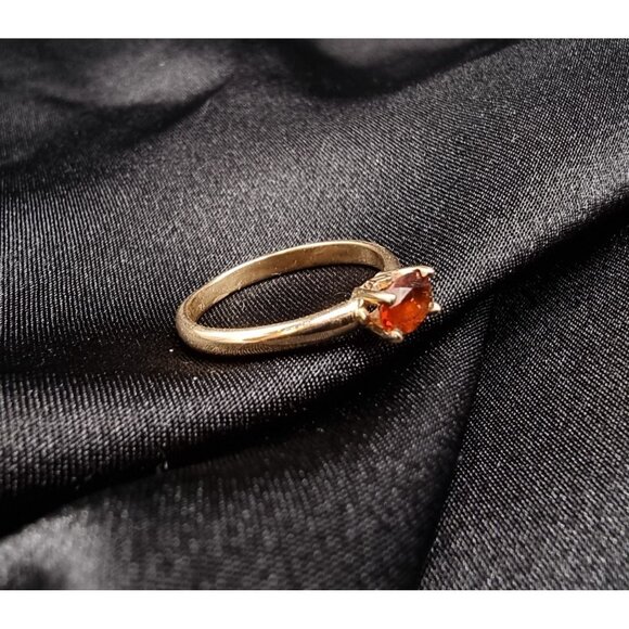 Vintage 14K Gold Hessonite Garnet Solitaire Ring Size 5.75 Elegant Jewelry - Picture 2 of 5